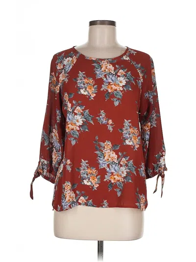 Pre-owned Papermoon 3/4 Sleeve Blouse In Burgundy