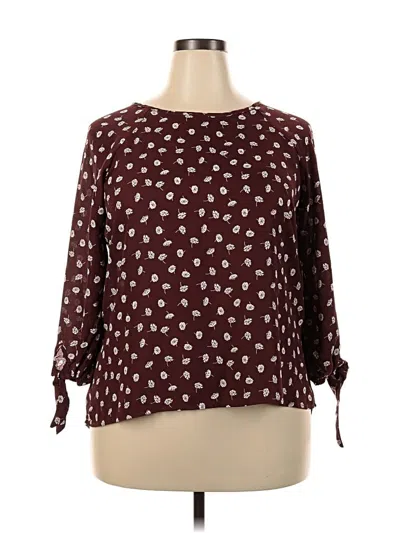 Pre-owned Papermoon 3/4 Sleeve Blouse In Burgundy