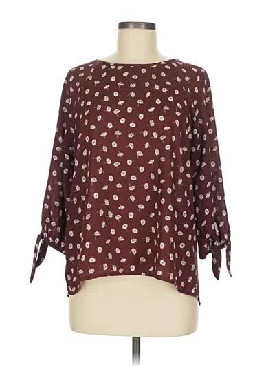 Pre-owned Papermoon 3/4 Sleeve Blouse In Burgundy