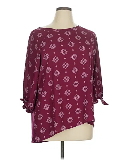 Pre-owned Papermoon 3/4 Sleeve Blouse In Burgundy