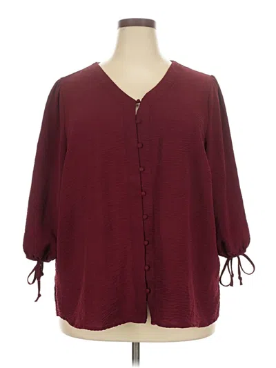 Pre-owned Papermoon 3/4 Sleeve Blouse In Burgundy