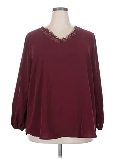 Pre-owned Papermoon 3/4 Sleeve Blouse In Burgundy