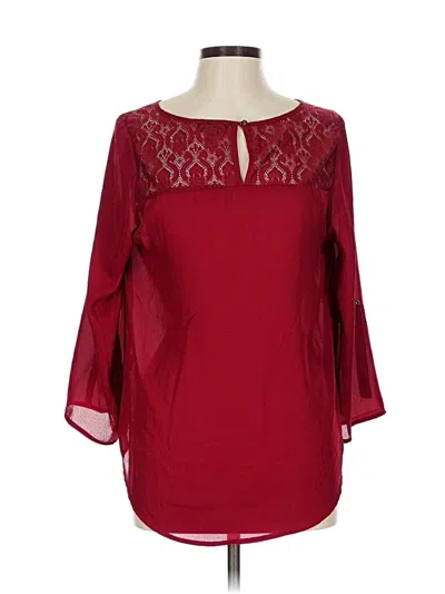 Pre-owned Papermoon 3/4 Sleeve Blouse In Burgundy