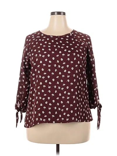 Pre-owned Papermoon 3/4 Sleeve Blouse In Burgundy