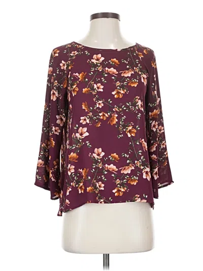 Pre-owned Papermoon 3/4 Sleeve Blouse In Burgundy