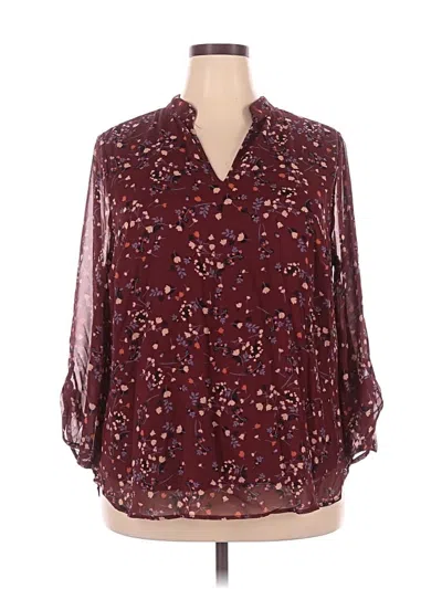 Pre-owned Papermoon 3/4 Sleeve Blouse In Burgundy