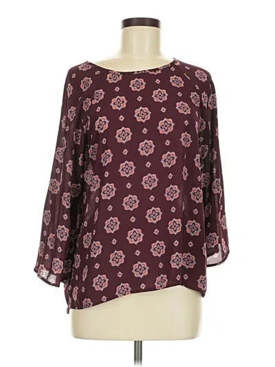 Pre-owned Papermoon 3/4 Sleeve Blouse In Burgundy