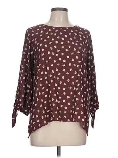 Pre-owned Papermoon 3/4 Sleeve Blouse In Burgundy