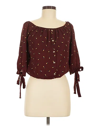 Pre-owned Papermoon 3/4 Sleeve Blouse In Burgundy