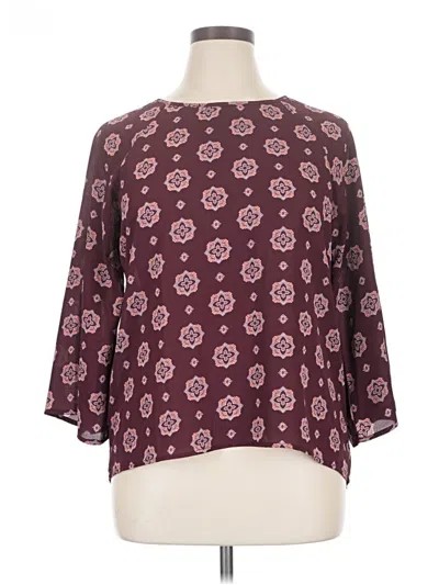Pre-owned Papermoon 3/4 Sleeve Blouse In Burgundy