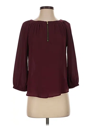 Pre-owned Papermoon 3/4 Sleeve Blouse In Burgundy
