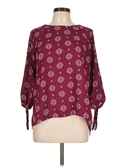Pre-owned Papermoon 3/4 Sleeve Blouse In Burgundy