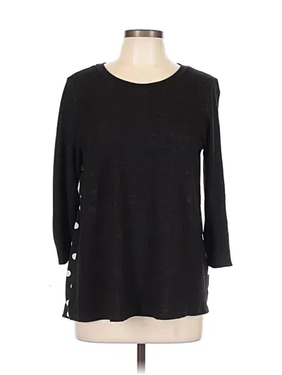 Pre-owned Papermoon 3/4 Sleeve Top Black Crew Neck Tops