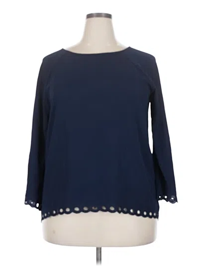 Pre-owned Papermoon 3/4 Sleeve Top Blue Boatneck Tops