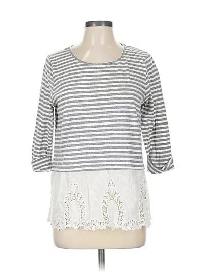 Pre-owned Papermoon 3/4 Sleeve Top Gray Boatneck Tops