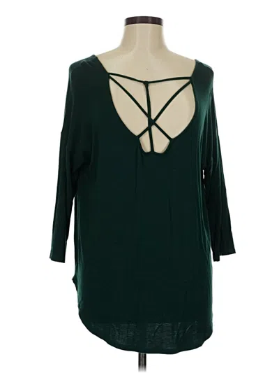 Pre-owned Papermoon 3/4 Sleeve Top Green Plunge Neckline Tops
