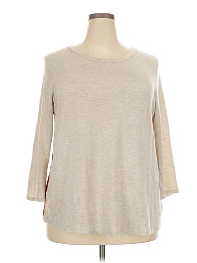 Pre-owned Papermoon 3/4 Sleeve Top Tan Boatneck Tops