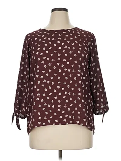 Pre-owned Papermoon 3/4 Sleeve T-shirt In Burgundy