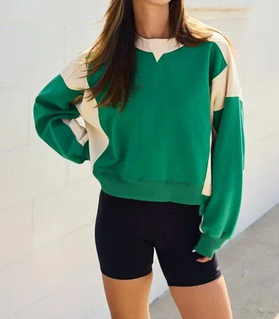 Papermoon Asymmetrical Hem Contrast Pullover In Green/ White