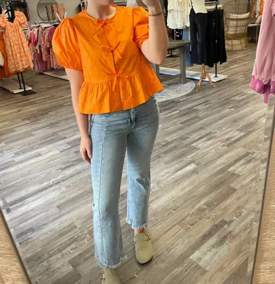Papermoon Bow Tie Detail Blouse In Orange