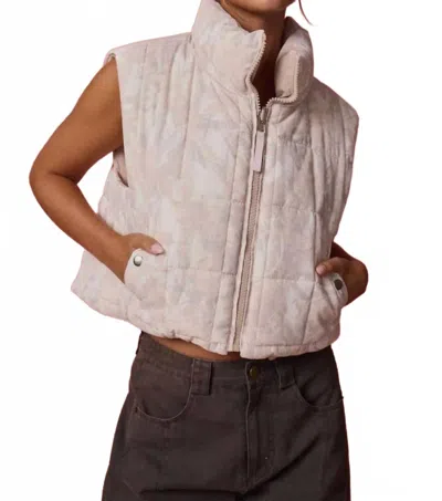 Papermoon Camo Cropped Puffer Vest In Beige In Neutral