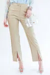 PAPERMOON CAROLINE FAUX LEATHER PANTS IN BEIGE