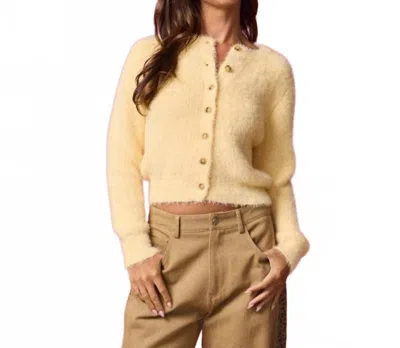 Papermoon Cozy Luxe Fuzzy Cardigan In Butter Yellow In Neutral