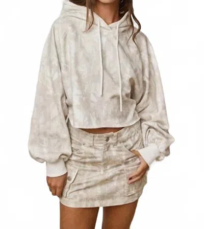 Papermoon Cropped Hoodie In Camouflage In Neutral