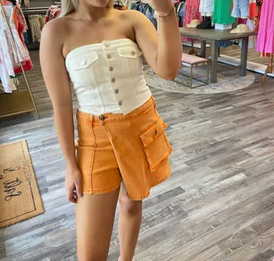 Papermoon Denim Corset Top In Cream