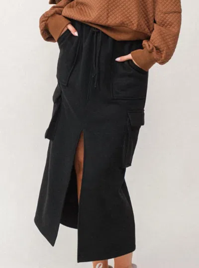 Papermoon Elastic Waist Cargo Maxi Skirt In Black