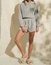 Papermoon Fuzzy Cropped Hoodie And Short Set In Grey In Grey
