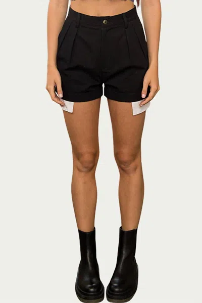 Papermoon Jane Exposed-pocket Cotton-twill Shorts In Black