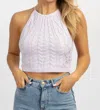 PAPERMOON KNIT BACKLESS SELF-TIE CROP IN LAVENDER