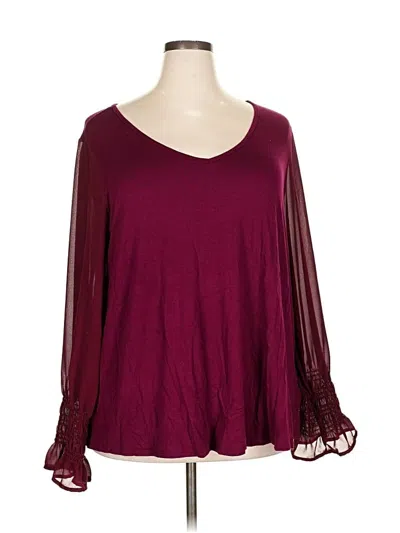 Pre-owned Papermoon Long Sleeve Blouse In Burgundy