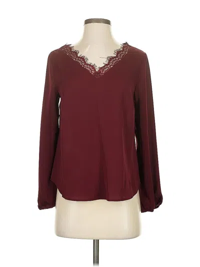 Pre-owned Papermoon Long Sleeve Blouse In Burgundy