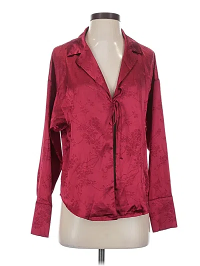 Pre-owned Papermoon Long Sleeve Blouse In Burgundy