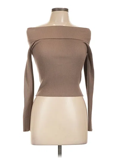 Pre-owned Papermoon Long Sleeve Top Brown Strapless Neckline Tops