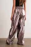 Papermoon Mabel Wide-leg Metallic Cargo Pants In Silver In Silver