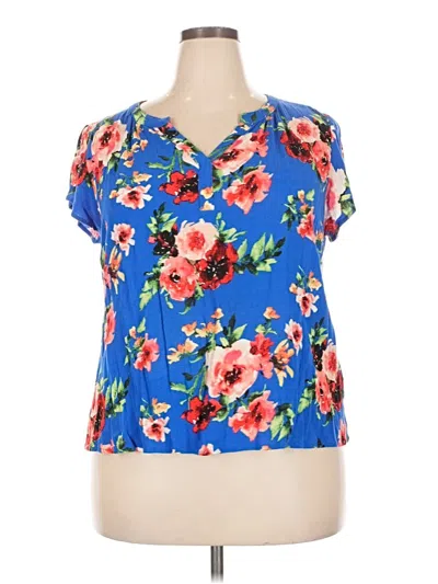 Pre-owned Papermoon Short Sleeve Blouse In Blue