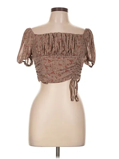 Pre-owned Papermoon Short Sleeve Blouse In Brown