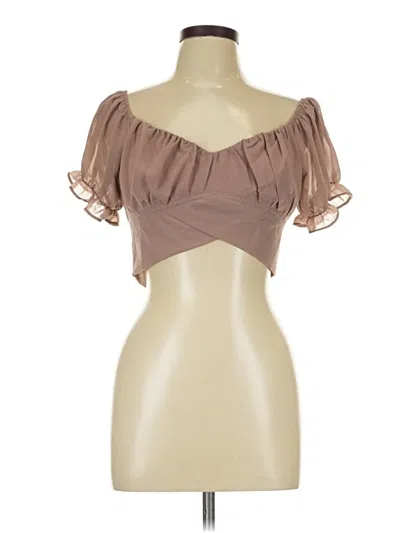 Pre-owned Papermoon Short Sleeve Blouse In Brown