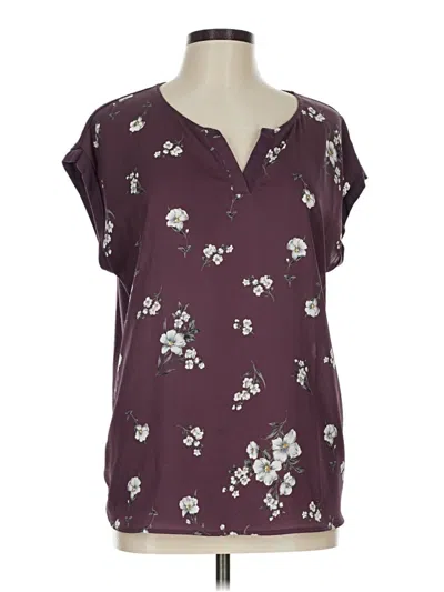 Pre-owned Papermoon Short Sleeve Blouse In Burgundy
