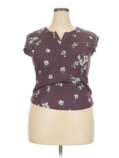 Pre-owned Papermoon Short Sleeve Blouse In Burgundy