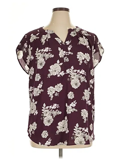 Pre-owned Papermoon Short Sleeve Blouse In Burgundy