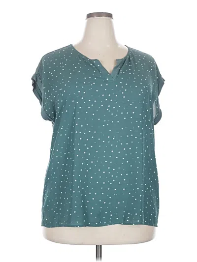 Pre-owned Papermoon Short Sleeve Blouse In Teal