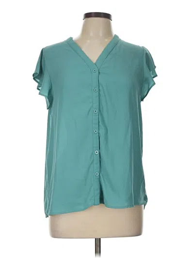 Pre-owned Papermoon Short Sleeve Blouse In Teal