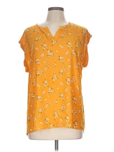 Pre-owned Papermoon Short Sleeve Blouse In Yellow