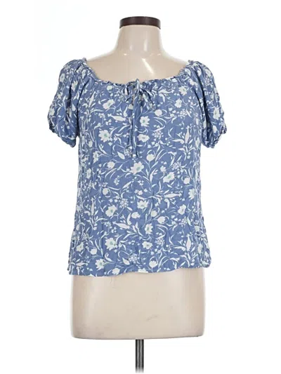 Pre-owned Papermoon Short Sleeve Henley Shirt In Blue