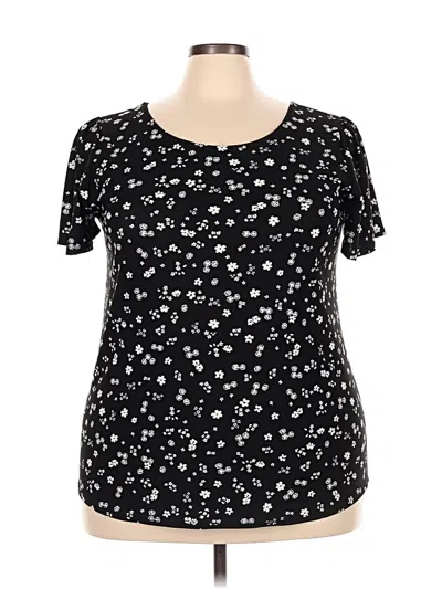 Pre-owned Papermoon Short Sleeve Top Black Stars Pattern Sweetheart Neckline Tops