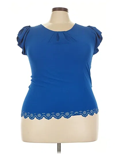 Pre-owned Papermoon Short Sleeve Top Blue Sweetheart Neckline Tops